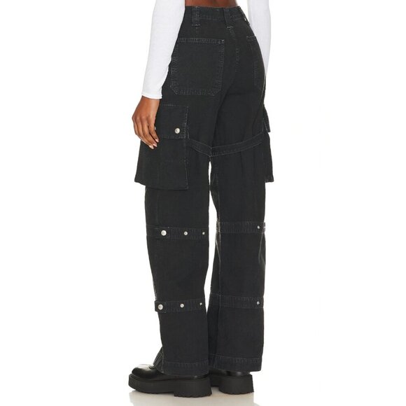 AGOLDE Vivian Pant Cargo Jeans Oversized Baggy Wide Leg Strap Black - Picture 3 of 13